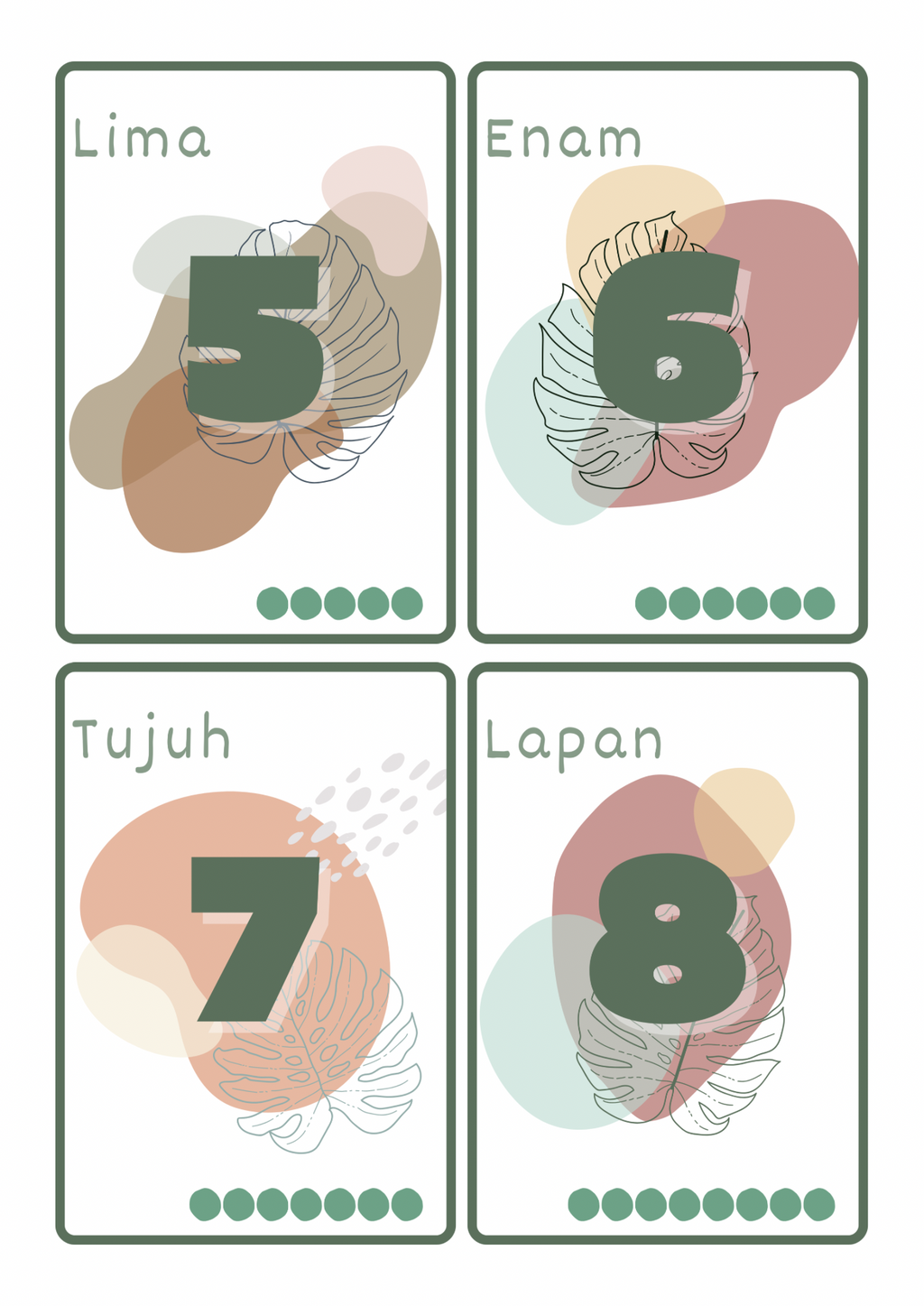 Multilingual Number Cards 1–10